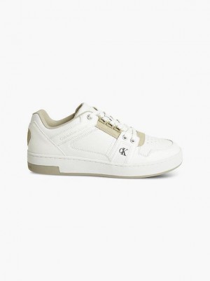 White Calvin Klein Leather Men Sneakers | YWGA-93021