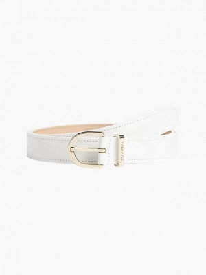 White Calvin Klein Leather Women Belt | WPBE-86079
