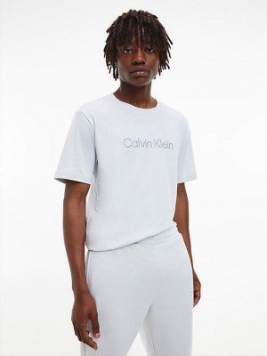 White Calvin Klein Logo Gym Men T-Shirt | BUAM-20714
