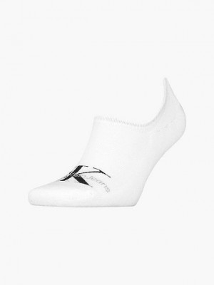 White Calvin Klein Logo Invisible Men Socks | IMOX-73401