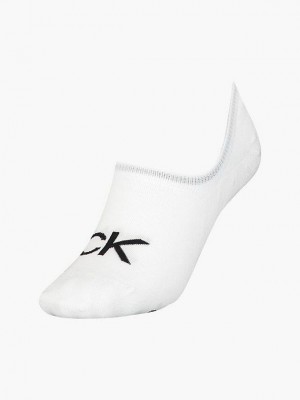 White Calvin Klein Logo Invisible Women Socks | PESD-61795