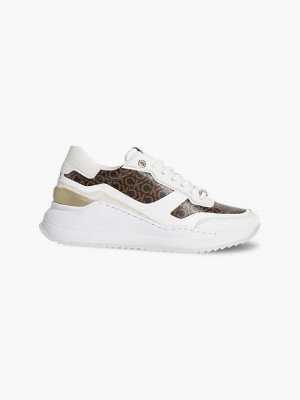 White Calvin Klein Logo Wedge Women Sneakers | HDBU-96203