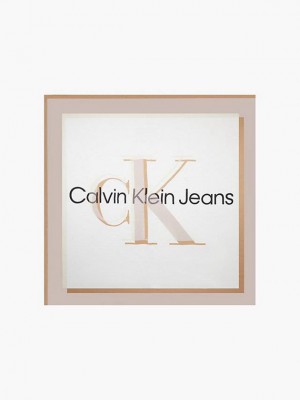White Calvin Klein Logo Women Scarf | HYOW-50631