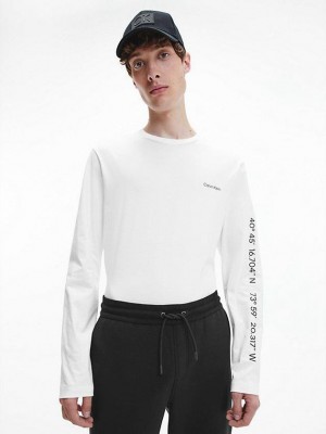 White Calvin Klein Long Sleeve Coordinates Men T-Shirt | GHWJ-95270