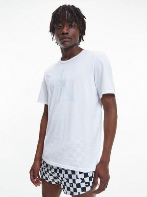 White Calvin Klein Lounge - CK One Men T-Shirt | NFMD-84190