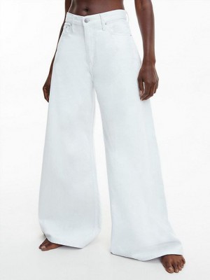 White Calvin Klein Low Rise Loose Coated Women Jeans | WUAM-50124