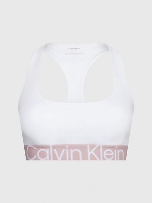 White Calvin Klein Medium Impact Sports Women Bra | TGIQ-15809