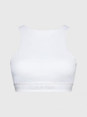 White Calvin Klein Medium Impact Sports Women Bra | DJVB-80127