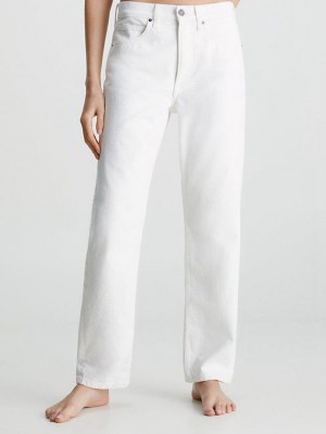 White Calvin Klein Mid Rise Boyfriend Women Jeans | HVRN-05987