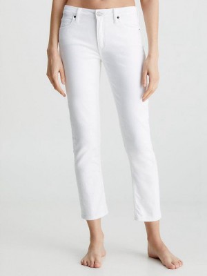 White Calvin Klein Mid Rise Slim Ankle Women Jeans | BWXV-41326
