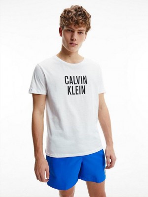 White Calvin Klein Organic Cotton Beach - Intense Power Men T-Shirt | AXVD-18654