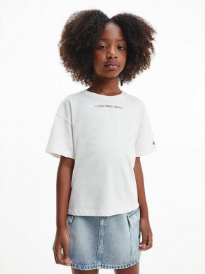 White Calvin Klein Organic Cotton Boxy Girls's T-Shirt | JDGQ-37841
