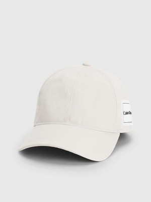 White Calvin Klein Organic Cotton Logo Men Cap | GLHF-48369