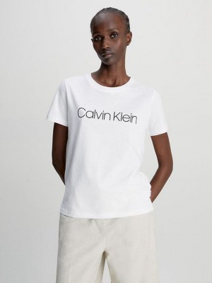 White Calvin Klein Organic Cotton Logo Women T-Shirt | MPCI-36582
