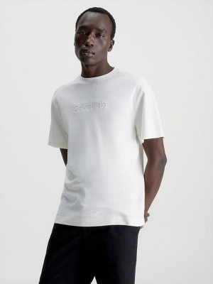 White Calvin Klein Organic Cotton Men T-Shirt | PFVQ-61053