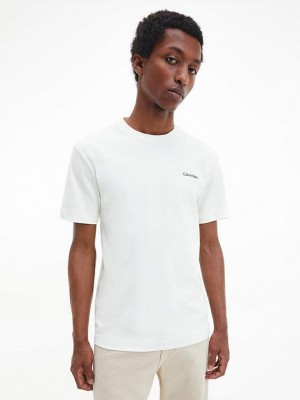 White Calvin Klein Organic Cotton Men T-Shirt | UVLS-41795