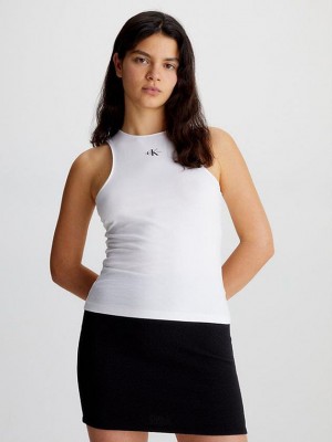 White Calvin Klein Organic Cotton Tank Women Top | NOLF-73861