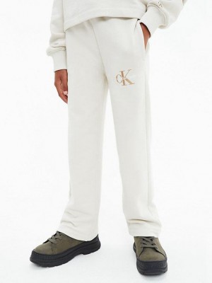 White Calvin Klein Organic Cotton Terry Girls's Joggers | ZXLE-87342