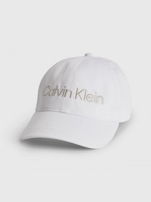 White Calvin Klein Organic Cotton Women Cap | LKJA-16852