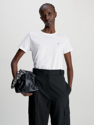 White Calvin Klein Organic Cotton Women T-Shirt | QRSF-57240