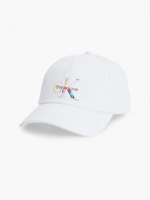 White Calvin Klein Organic Cotton - Pride Women Cap | JMLY-32671