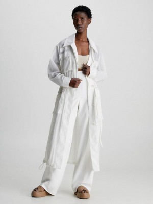 White Calvin Klein Oversized Parachute Parka Women Coat | RBED-78926