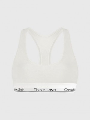 White Calvin Klein Pride Women Bra | LQZU-50824