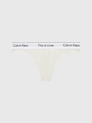 White Calvin Klein Pride Women Thong | EHGI-91243