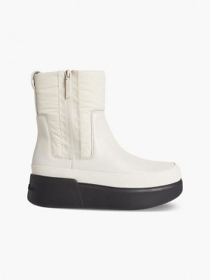 White Calvin Klein Puffer Wedge Rain Women Boots | GUZS-82901