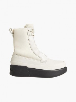 White Calvin Klein Puffer Wedge Rain Women Boots | SIVR-67394