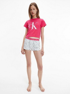 White Calvin Klein Pyjama Set - CK One Women Shorts | JFSN-09682