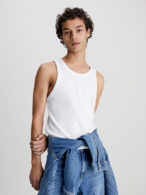 White Calvin Klein Racer Back Tank Men Top | MVPB-70139