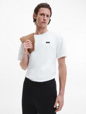 White Calvin Klein Recycled Cotton Men T-Shirt | QHIM-34205