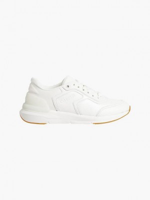 White Calvin Klein Recycled Faux Leather Women Sneakers | OUWX-56293
