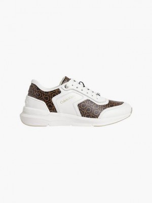 White Calvin Klein Recycled Faux Leather Women Sneakers | HPTO-58069