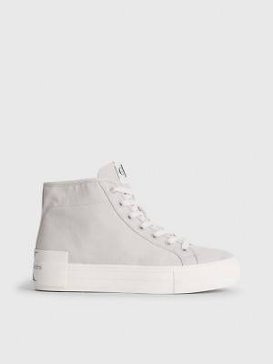 White Calvin Klein Recycled High-Top Platform Women Sneakers | CFAR-79602