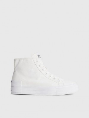 White Calvin Klein Recycled High-Top Platform Women Sneakers | CPNQ-32549