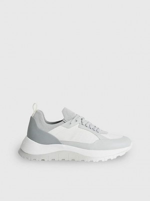White Calvin Klein Recycled Knit Women Sneakers | MOAN-30961
