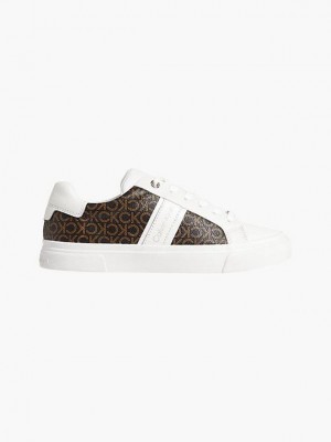 White Calvin Klein Recycled Logo Women Sneakers | XRTK-13908