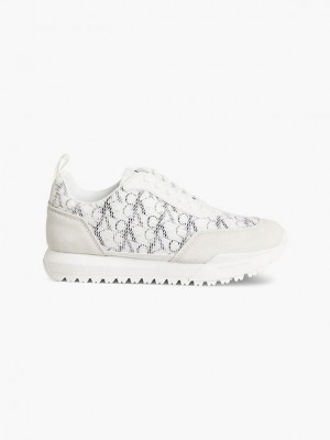 White Calvin Klein Recycled Mesh Women Sneakers | MCQB-72614