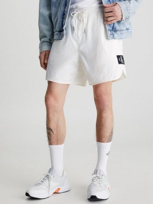 White Calvin Klein Recycled Nylon Men Shorts | BGVR-61870