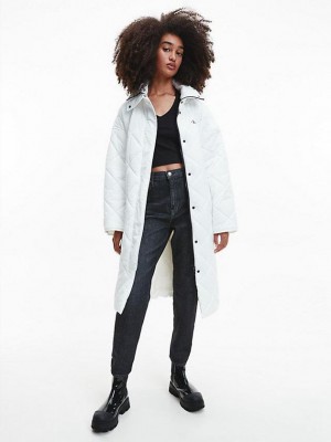 White Calvin Klein Recycled Nylon Quilted Women Coat | RSQL-59243
