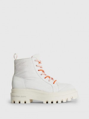 White Calvin Klein Recycled Platform Women Boots | YURZ-08154