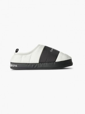 White Calvin Klein Recycled Quilted Men Slippers | NBTL-10248
