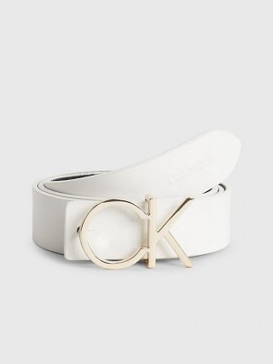 White Calvin Klein Recycled Reversible Logo Women Belt | QERY-21809