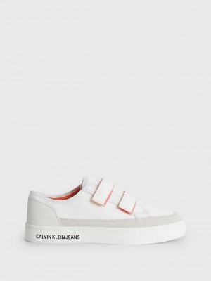 White Calvin Klein Recycled Velcro Women Sneakers | LWID-62985