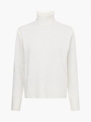 White Calvin Klein Recycled Wool Roll Neck Jumper Women Sweater | VLZQ-69274
