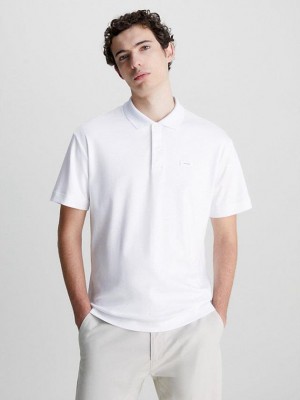 White Calvin Klein Regular Fit Men Polo Shirt | JOLD-37462