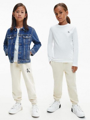 White Calvin Klein Relaxed Boys's Joggers | AEDQ-43185