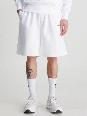 White Calvin Klein Relaxed Jogger Men Shorts | QSFV-23587